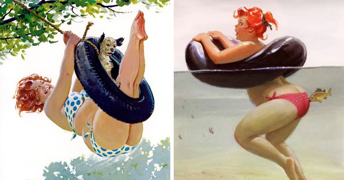 18 иллюстраций сексапильной Хильды - pin-up пышечки из 50-х