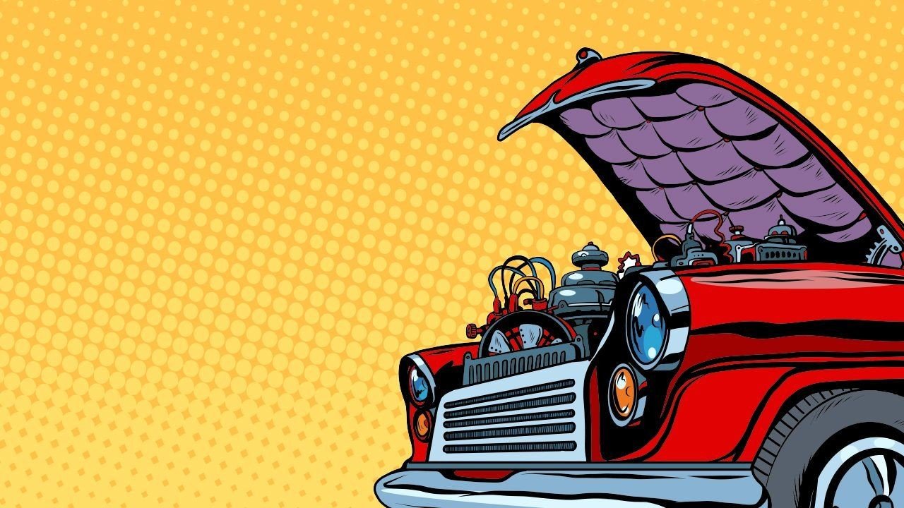 Иллюстрации поп арт с машиной